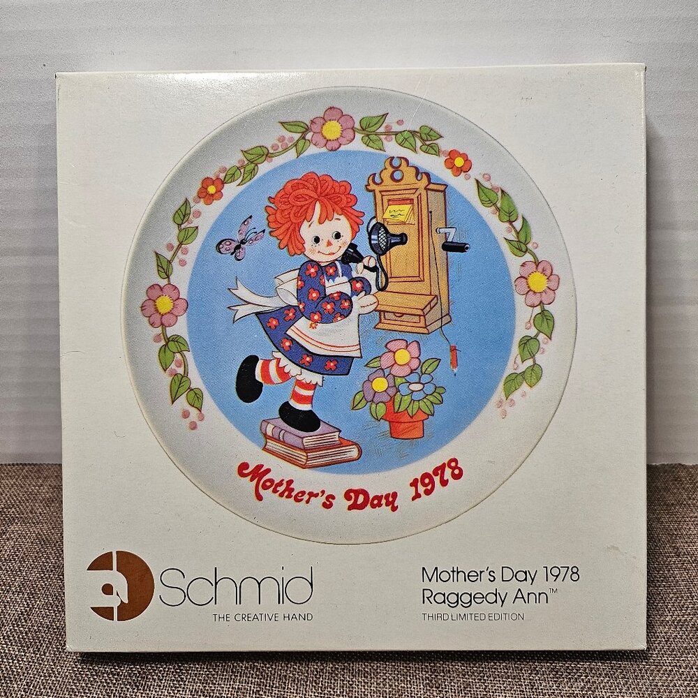 Raggedy Ann 1978 Mother's Day Collector Plate In Box Schmid 3rd Edition
